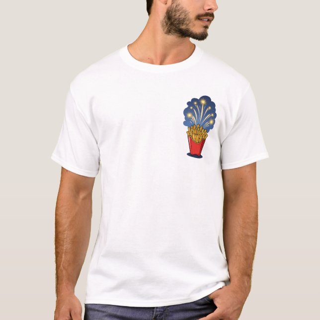 Camiseta Firework Fries Illustration with Golden Sparks (Frente)