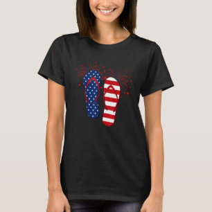 Camiseta Fireworks Chinelos Usa Bandeira 4 De Julho