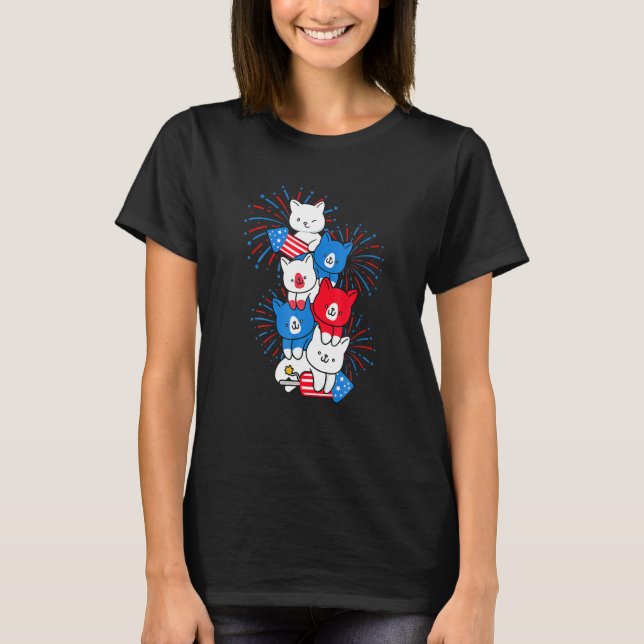Camiseta Fireworks Diretor 4H Julho Cat Pile (Frente)