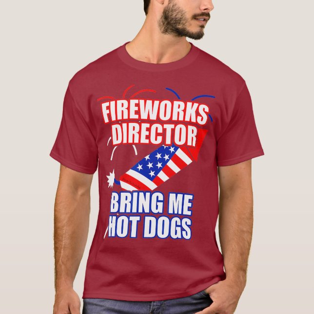Camiseta Fireworks Diretor me traga cachorros quentes 4 de  (Frente)