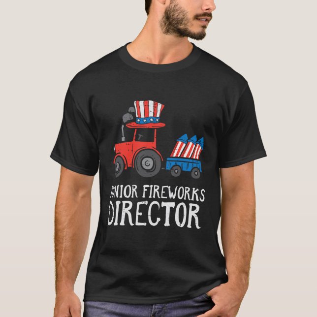 Camiseta Fireworks Diretor Trator 4 De Julho Meninos (Frente)