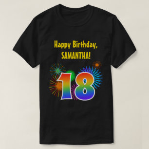 Camiseta Fireworks divertido + Rainbow Pattern "18" Anivers