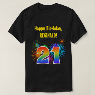 Camiseta Fireworks divertido + Rainbow Pattern "21" Anivers