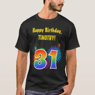 Camiseta Fireworks divertido + Rainbow Pattern "31" Anivers