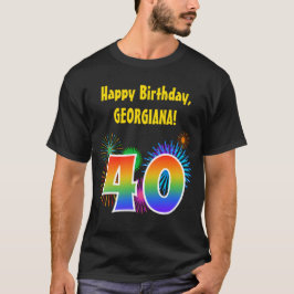 Camiseta Fireworks divertido + Rainbow Pattern "40" Anivers