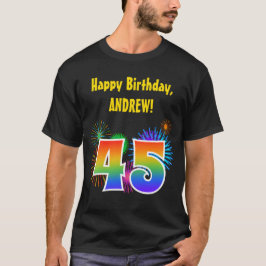 Camiseta Fireworks divertido + Rainbow Pattern "45" Anivers