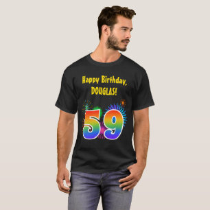 Camiseta Fireworks divertido + Rainbow Pattern "59" Anivers