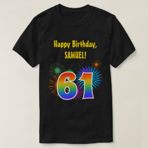Camiseta Fireworks divertido + Rainbow Pattern "61" Anivers