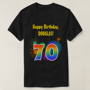 Camiseta Fireworks divertido + Rainbow Pattern "70" Anivers