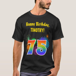 Camiseta Fireworks divertido + Rainbow Pattern "75" Anivers