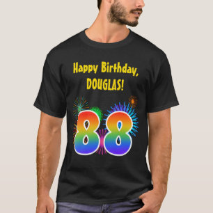 Camiseta Fireworks divertido + Rainbow Pattern "88" Anivers