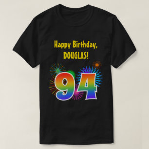 Camiseta Fireworks divertido + Rainbow Pattern "94" Anivers