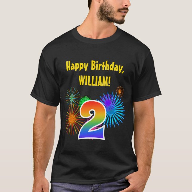 Camiseta Fireworks divertido + Rainbow Patterno "2" Anivers (Frente)