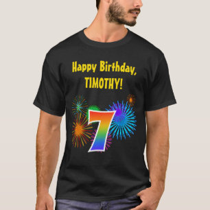 Camiseta Fireworks divertido + Rainbow Patterno "7" Anivers