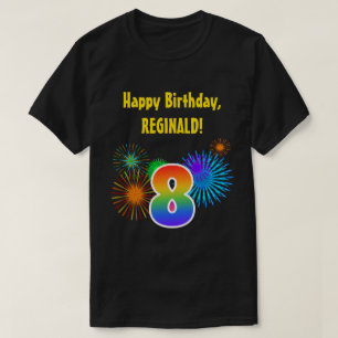 Camiseta Fireworks divertido + Rainbow Patterno "8" Anivers