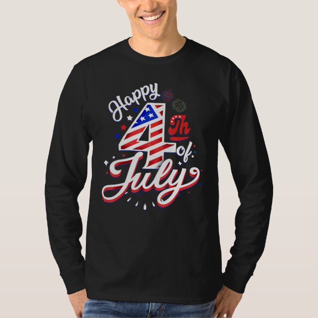 Camiseta Fireworks Happy 4th Of July US Flag American 4th O (Frente)