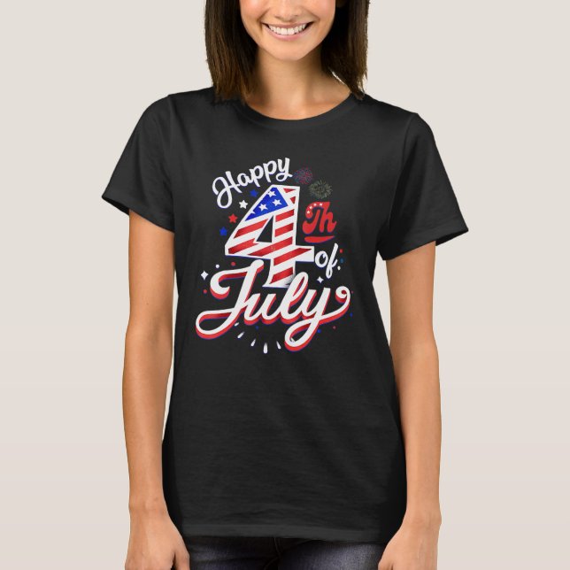 Camiseta Fireworks Happy 4th Of July US Flag American 4th O (Frente)