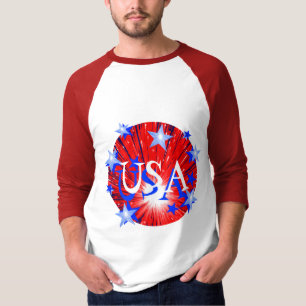 Camiseta Fireworks Red White Blue ‘USA’ 3/4 mangas