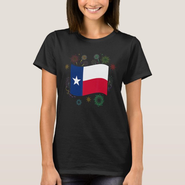 Camiseta Fireworks Texas Flag Estado Americano Texa Patriót (Frente)