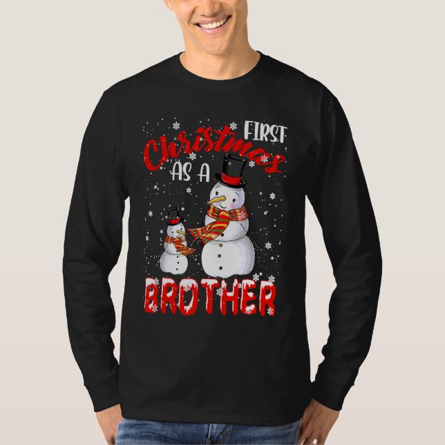 Camiseta First Christmas As A Brother 2021 Pregnancy Announ (Frente)