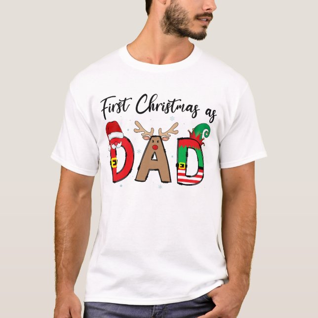 Camiseta First Christmas As A Dad Family Matching xmas (Frente)