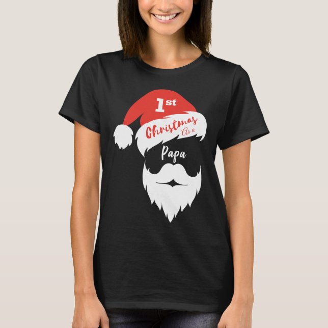 Camiseta First Christmas As A Papa  Santa Face (Frente)
