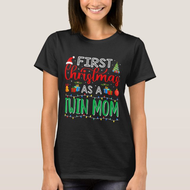Camiseta First Christmas As Twin Mom Family Matching New Tw (Frente)