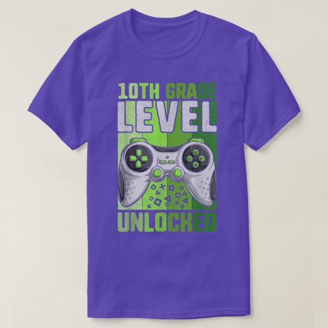Camiseta First Day Of 10th Grade Level Unlocked  Boy Video  (Frente do Design)