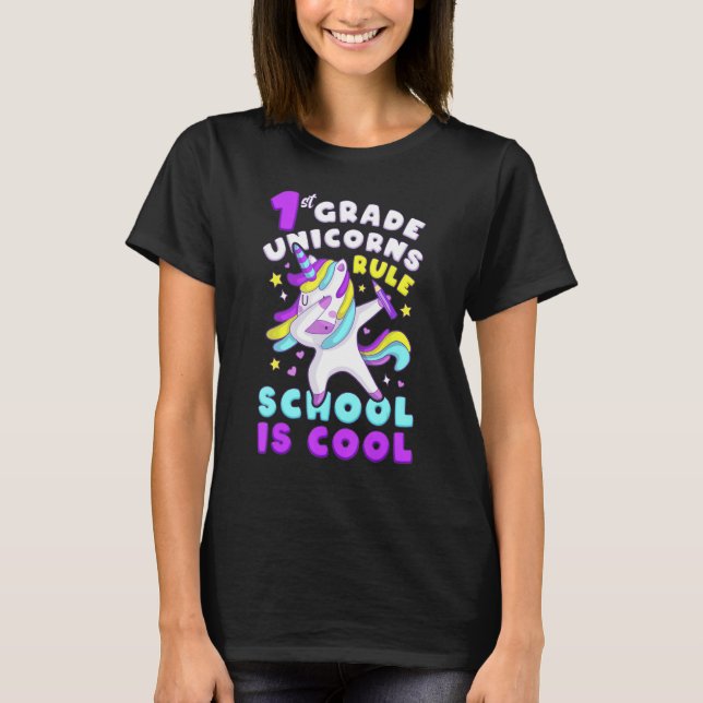 Camiseta First Day of 1st Grade, Back To School, Girl, Unic (Frente)