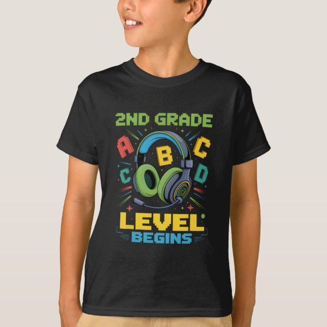 Camiseta First Day Of 2nd Grade Level Begins Shirt Gamer Bo (Frente)