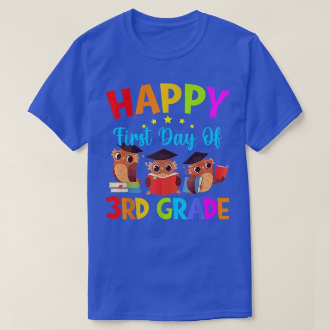 Camiseta First Day Of 3rd Grade Teacher Cute Owls Third Gra (Frente do Design)