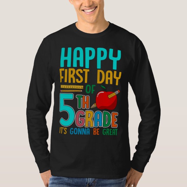 Camiseta First Day Of 5th Grade Back To School Teacher Kids (Frente)