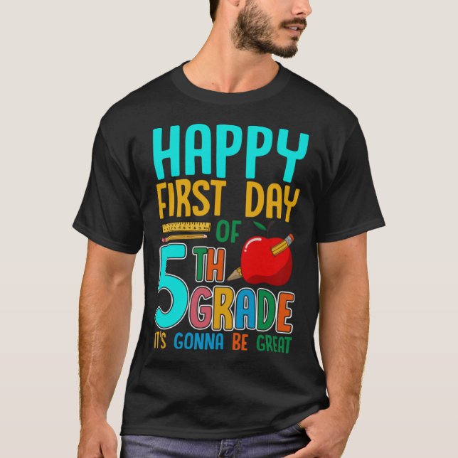 Camiseta First Day Of 5th Grade Back To School Teacher Kids (Frente)