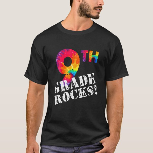 Camiseta First Day Of 9Th Grade Rocks Tie Dye Student Back (Frente)