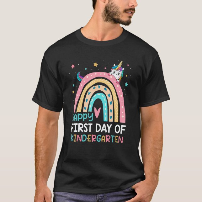 Camiseta First Day Of Kindergarten Back To School Rainbow U (Frente)