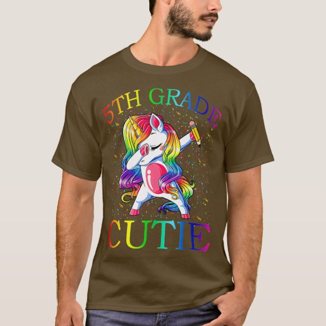 Camiseta First Day of School 5th Grade Cutie Unicorn (Frente)