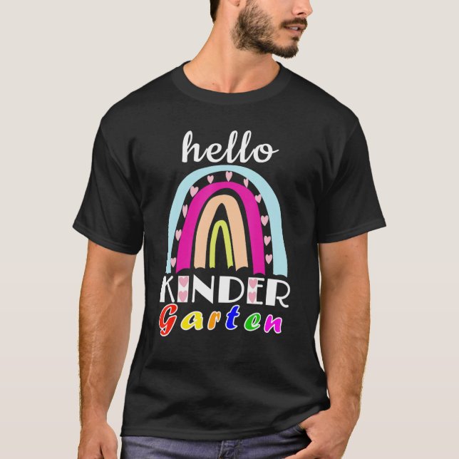 Camiseta First Day Of School Hello Kindergarten Teacher Rai (Frente)