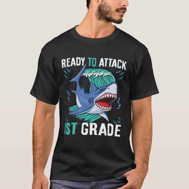 Camiseta First Day Of School  Kids Ready To Attack 1st Grad (Frente)