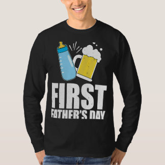 Camiseta First Father's Day  Beer & Baby Bottle Daddy Dad J