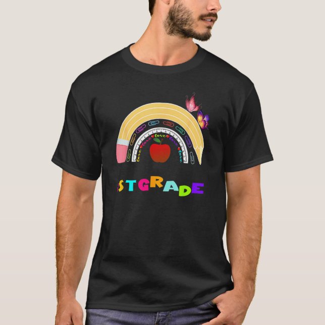Camiseta First Grade Rainbow Girls Boys Teacher Team 1st Gr (Frente)