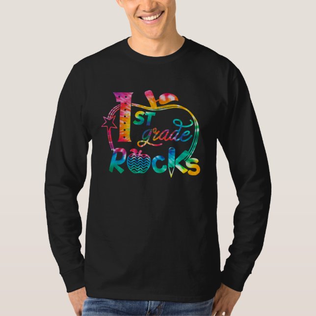Camiseta First Grade Rocks Tie Dye 1st Grade Teacher Back T (Frente)