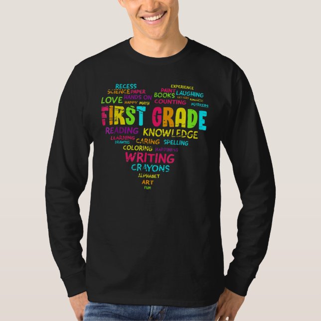 Camiseta First Grade Team Teacher Student 1st Grade Heart (Frente)
