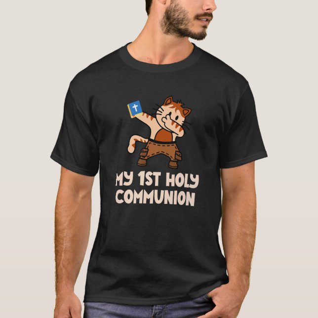Camiseta First Holy Communion Dabbing Cat Kitty Christian C (Frente)