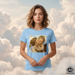 Camiseta First Kiss (detalhe de anjo), de Bouguereau