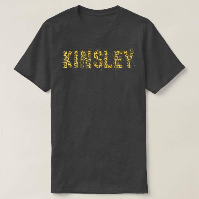 Camiseta First Name KINSLEY Leopard Print Girl Cheetah Sist (Frente do Design)
