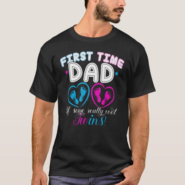 Camiseta First Time Dad Daddy Of Twins Father s Day Gif (Frente)