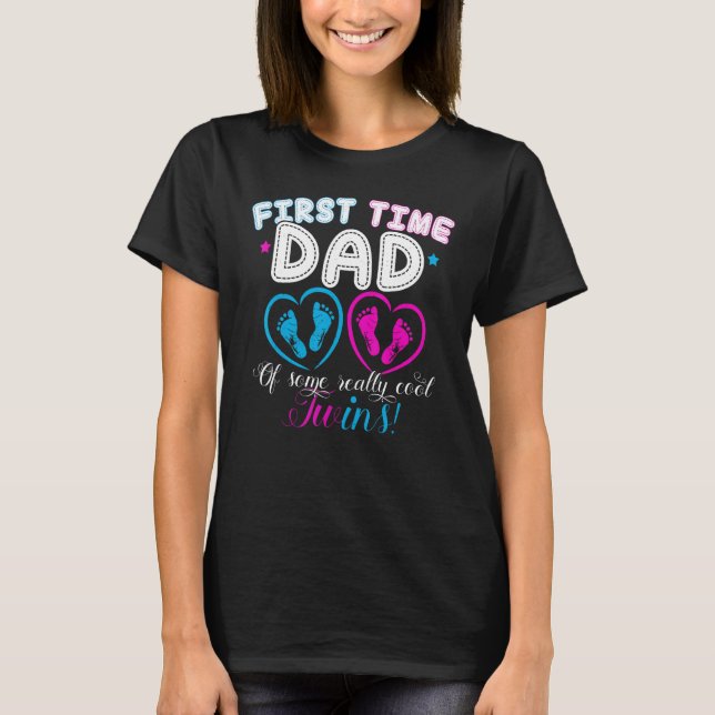 Camiseta First Time Dad Daddy Of Twins Father s Day Gif (Frente)