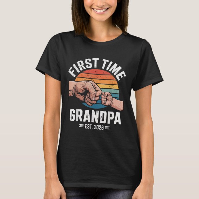 Camiseta First Time Grandpa Est 2026 Baby Announcement Grea (Frente)