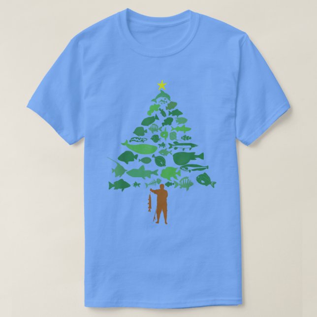Camiseta Fish Christmas Tree Merry Fishmas Funny Christmas  (Frente do Design)