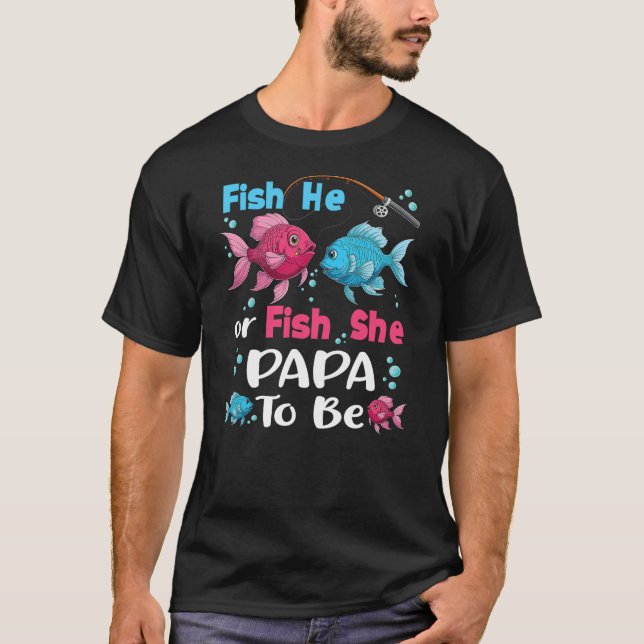 Camiseta fish he or fish she gender reveal family matching  (Frente)